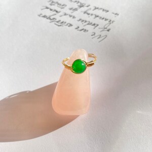 Crystal Gemstone Wire Wrapped Ring, 6mm Gemstone, Wire Ring, Wire Jewelry, Tarnish-Resistant Plated Wire, Carnelian, etc. Green Jade