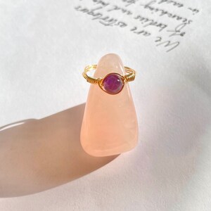 Crystal Gemstone Wire Wrapped Ring, 6mm Gemstone, Wire Ring, Wire Jewelry, Tarnish-Resistant Plated Wire, Carnelian, etc. Deep Amethyst
