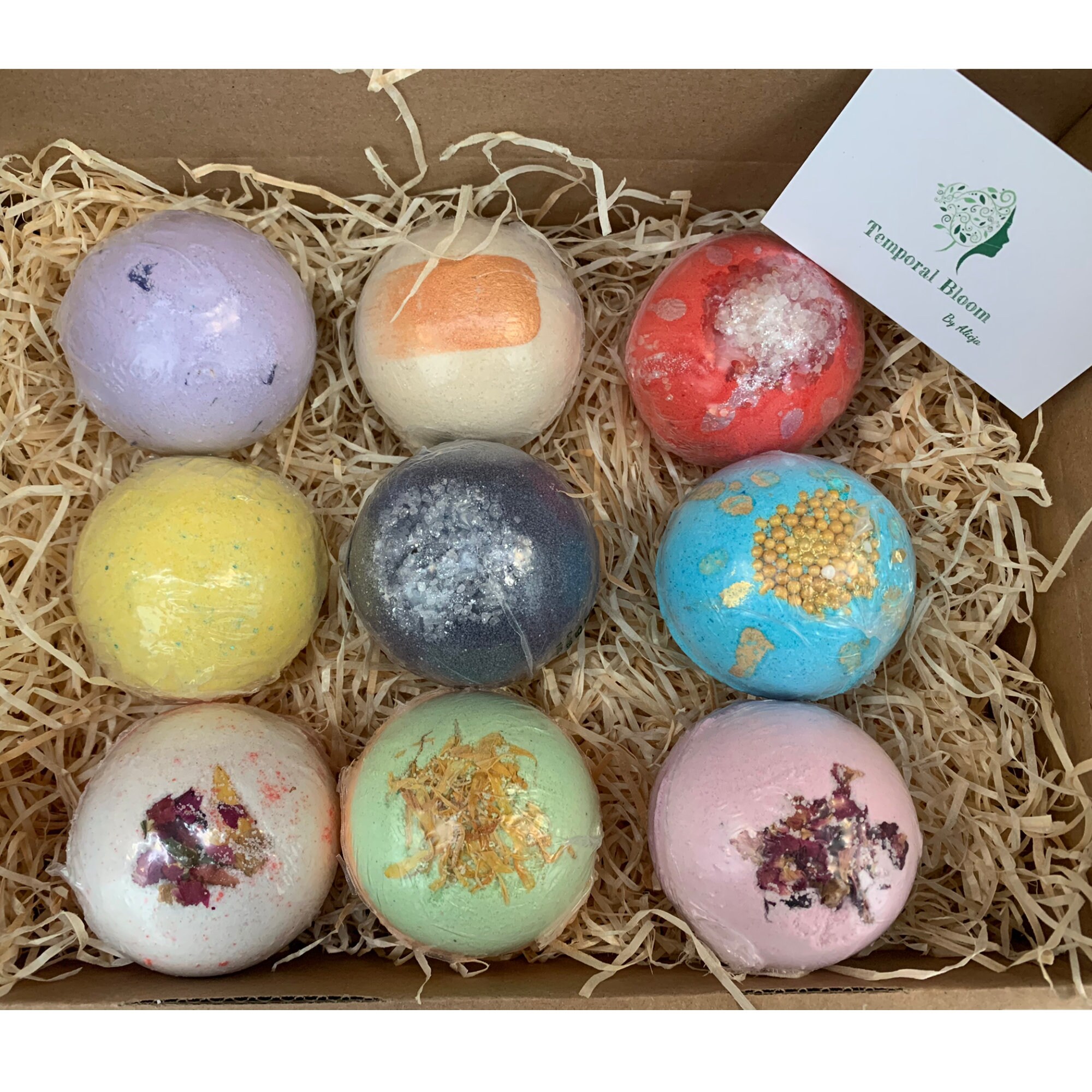 Handmade Organic Bath Bombs Set of 9 Mix Natural Ingredients Etsy