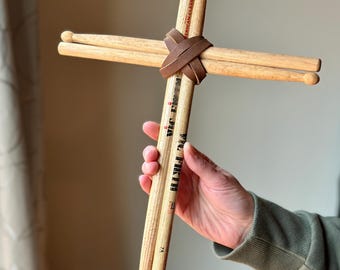 Upcycled drum stick crosses (rough).