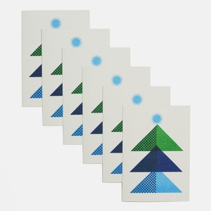 6x Kerstboom – A6 Kerstkaarten – Risograph Print