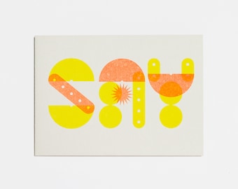 Say – A6 Greetings Card – Risograph Print
