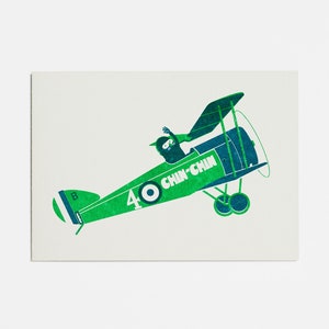 Pup Plane – A6 Greetings Card – Risograph Print