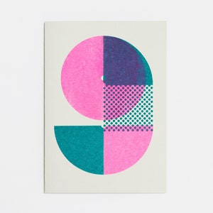 Numer Dziewięć – A6 Karta Pozdrowień – Wydruk Risograph