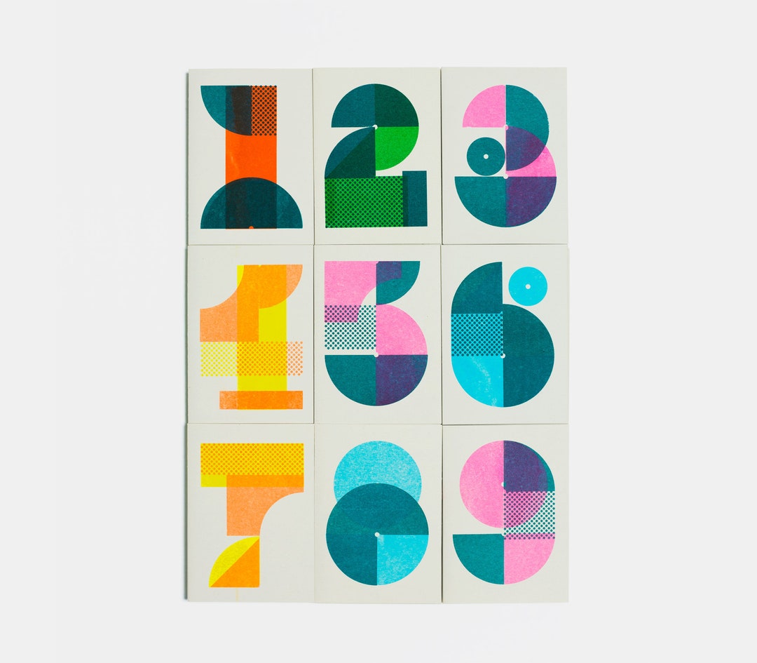9x Number Cards – One to Nine – A6 Greetings Card Pack – Birthday ...