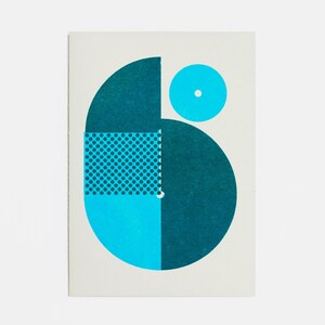 Nummer zes – A6 Wenskaart – Risograph Print