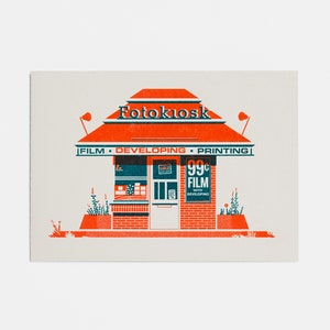 Kiosk One – A6 Greetings Card – Risograph Print