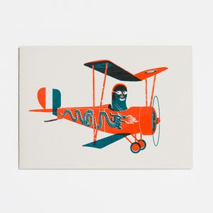 Dragon Plane – A6 Greetings Card – Risograph Print