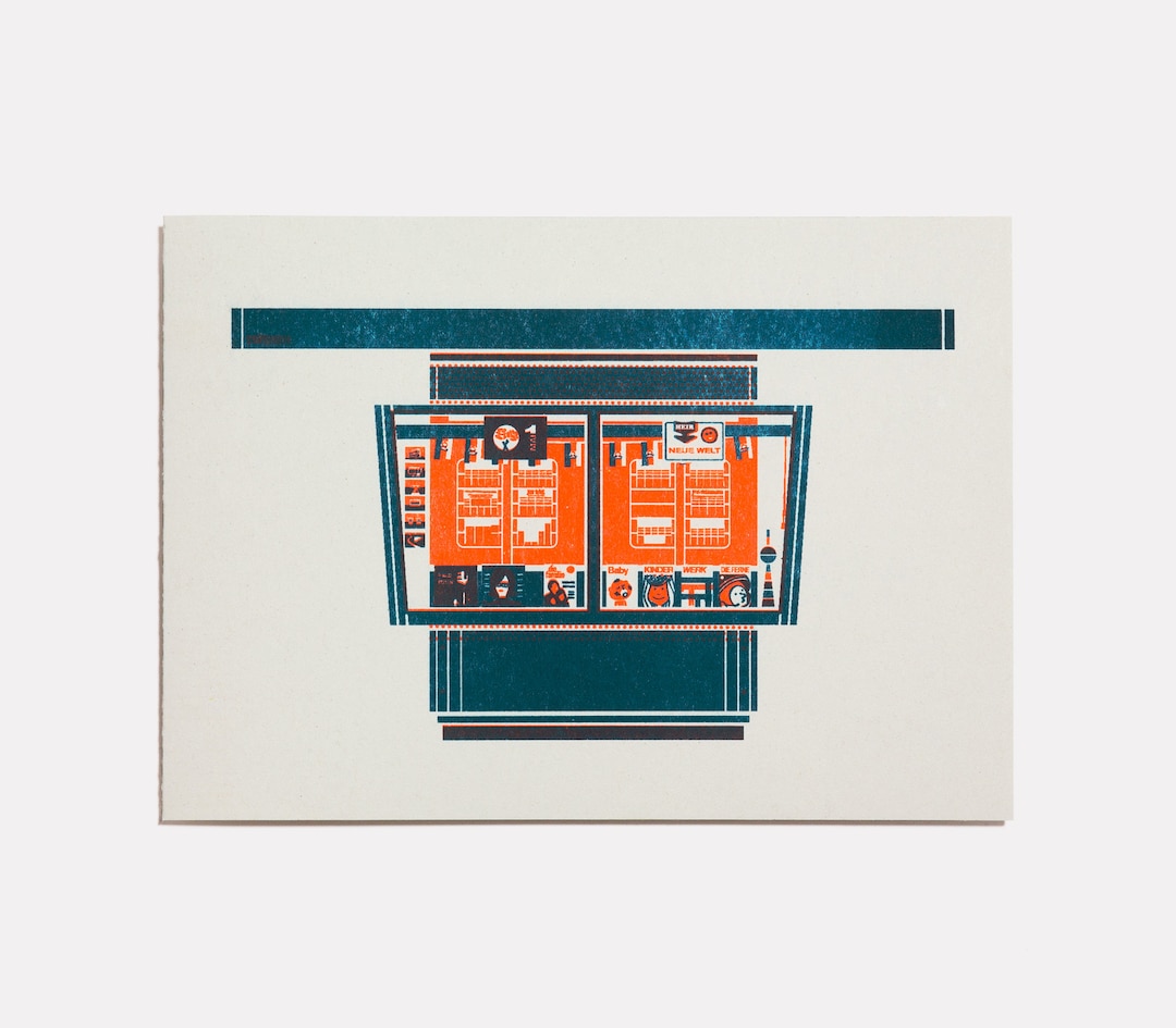 Kiosk Four A6 Greetings Card Risograph Print Etsy