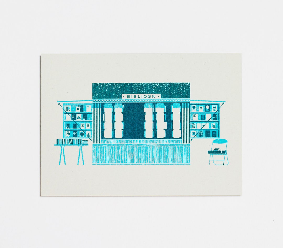 Kiosk Three A6 Greetings Card Risograph Print Etsy