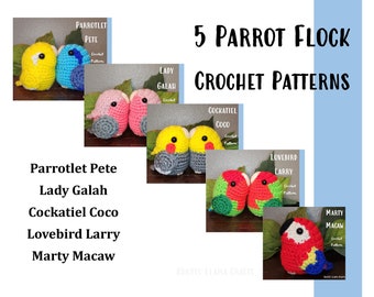 5 Parrot Flock Crochet Pattern