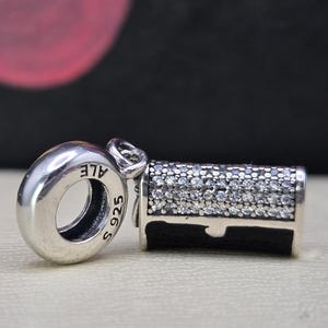 New Clutch Bag Dangle Charm, Black Enamel & Clear CZ, Authentic Charm for Pandora bracelet, Beads, Sterling Silver s925