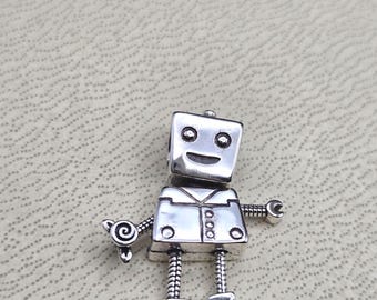 Nuevo dije de robot Rob Bot, auténtico dije para pulsera Pandora, cuentas, plata de ley s925
