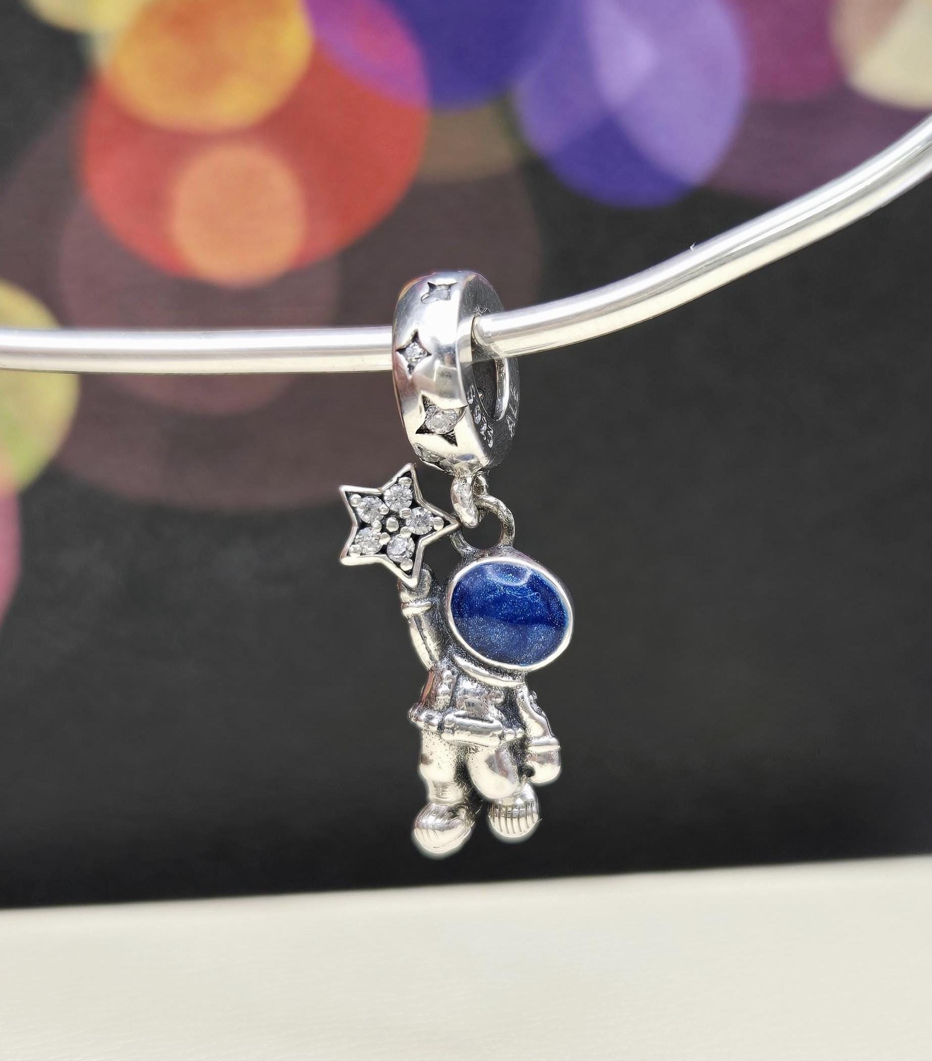 New Astronaut In The Galaxy Dangle Charm, Authentic Charm for Pandora bracelet, Beads, Sterling Silver s925