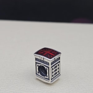 New London calling, red enamel, Authentic Charm for Pandora bracelet, Beads, Sterling Silver s925