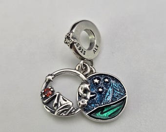 Charm colgante "Camioneta durmiendo bajo las estrellas", auténtico charm para pulsera Pandora, cuentas, plata de ley s925