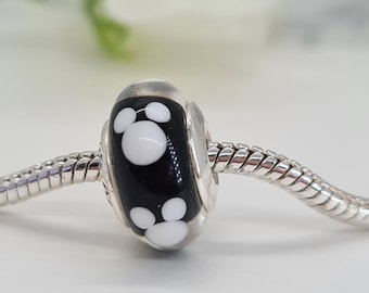 New CLASSIC MICKEY mouse murano, Authentic Charm for Pandora bracelet, Beads, Sterling Silver s925
