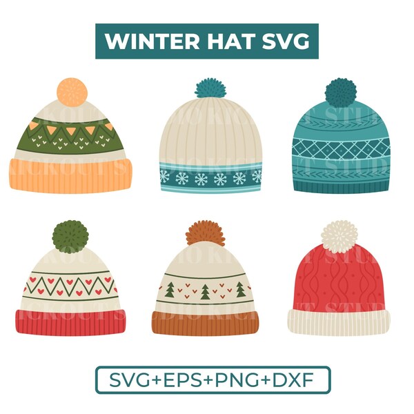 Winter hat svg | Winter clipart | Beanie clipart | Knit hat svg | Hat vector | Winter holiday svg | Instant download