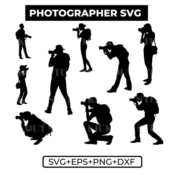 Photographer silhouette | Photographer svg bundle | Woman photographer svg | Camera man svg | Instant download