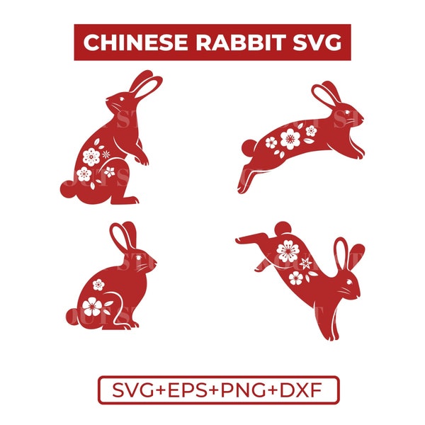 Year of rabbit svg | Chinese rabbit of the year svg 2024 | Rabbit zodiac svg | Lunar new year svg | Chinese rabbit svg