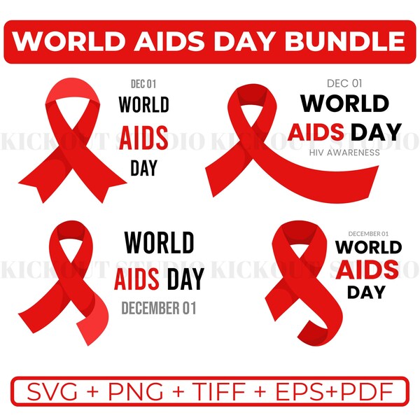 World Aids Day 1st December Design Bundle | Aids ribbon png | Red ribbon tshirt designs | HIV Positive design | Aids awareness svg