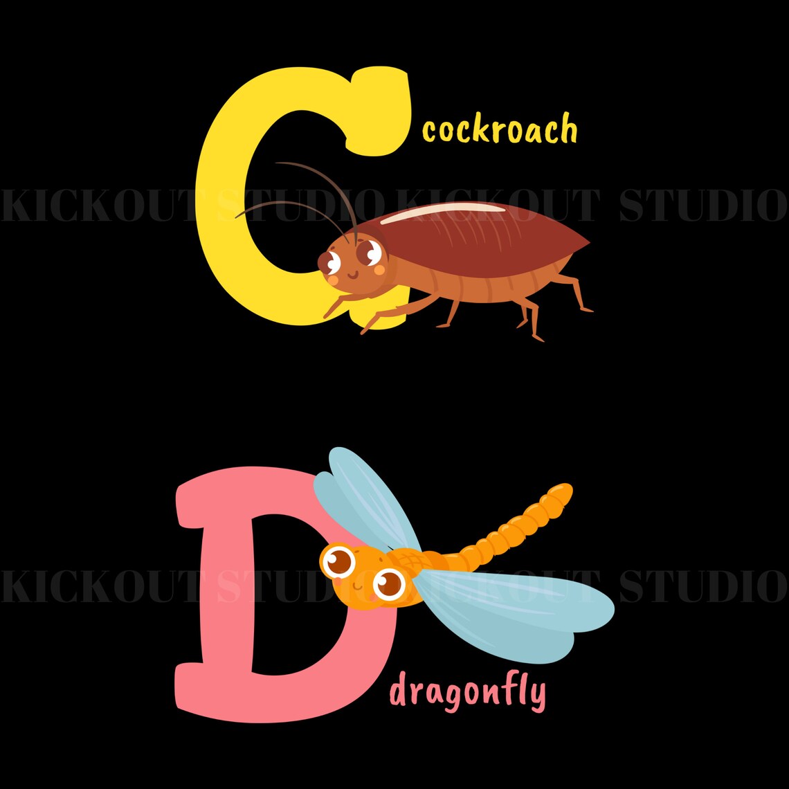 Insect Alphabets Svg Cartoon Insect Alphabets A Z For Kids Etsy