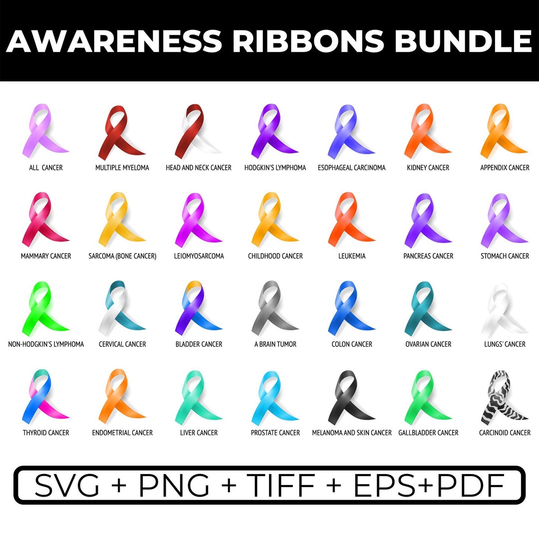 Awareness Ribbon SVG Awareness Ribbons Bundle Cancer Awareness Ribbons