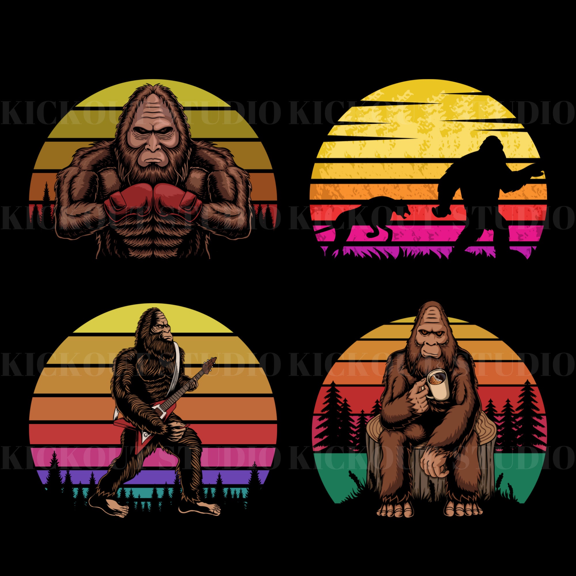 Bigfoot Retro Bundle Svg Yeti Bundle Svg Sasquatch Svg Bigfoot Print