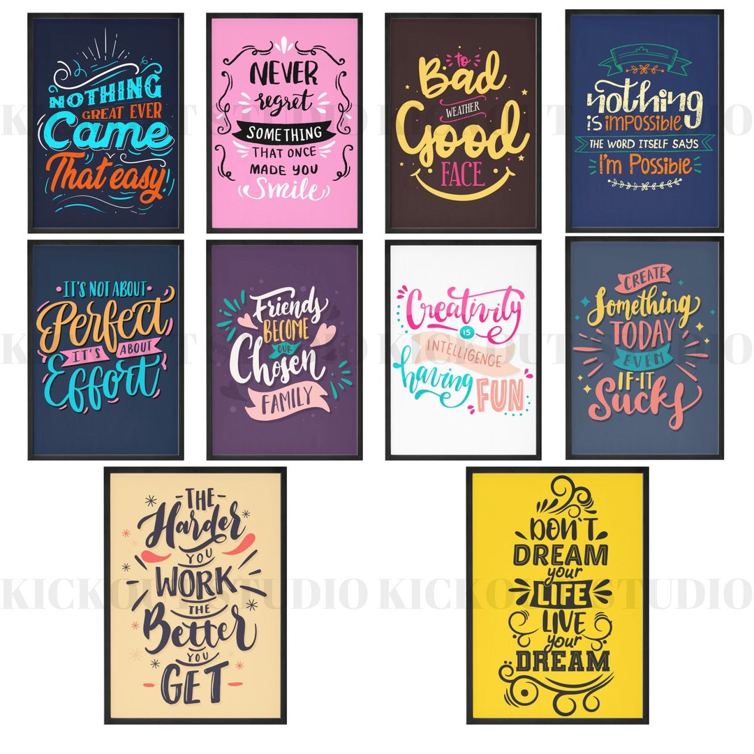 Quotes Wall Art Collection Motivational Wall Art Quotes Etsy