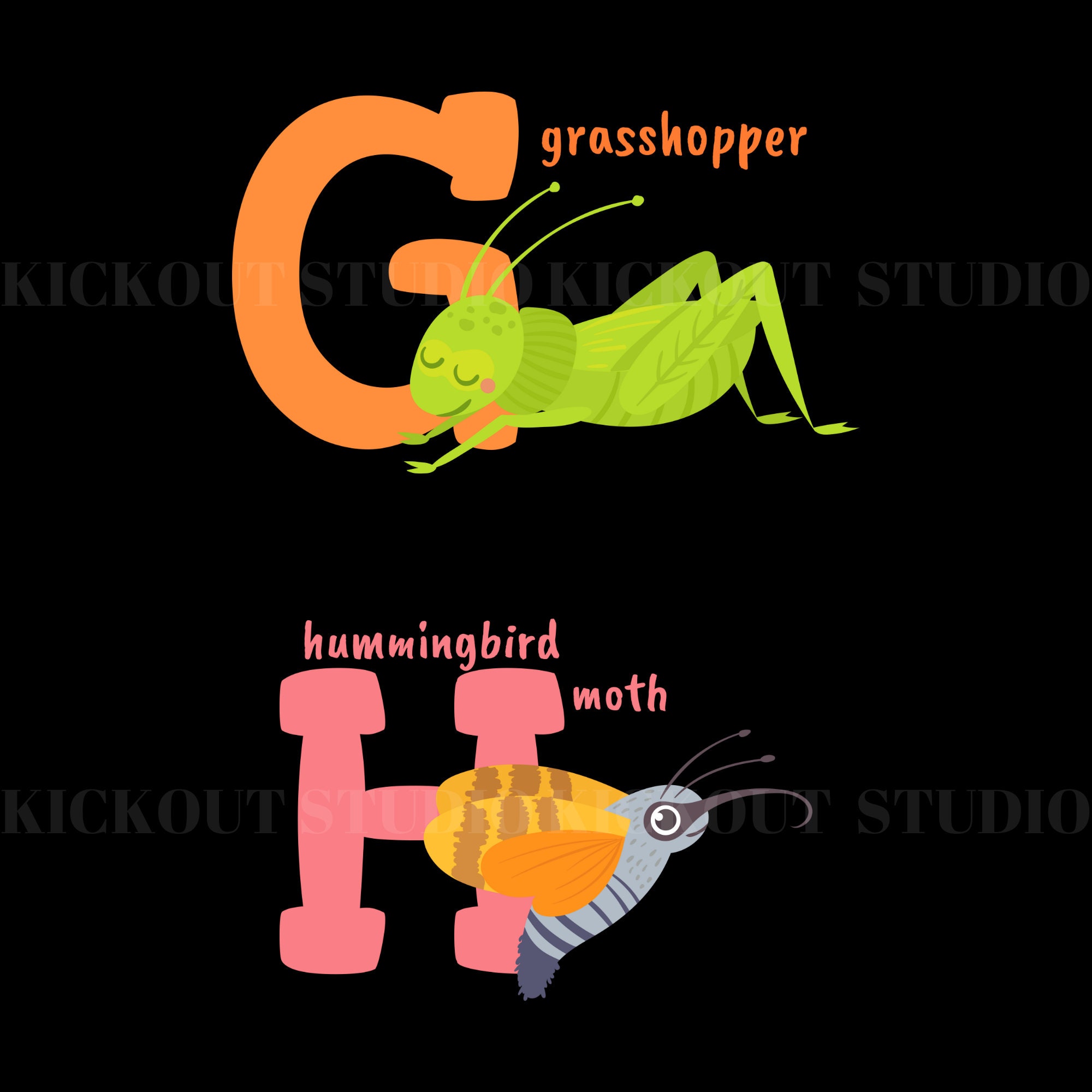 Insect Alphabets Svg Cartoon Insect Alphabets A Z For Kids Etsy