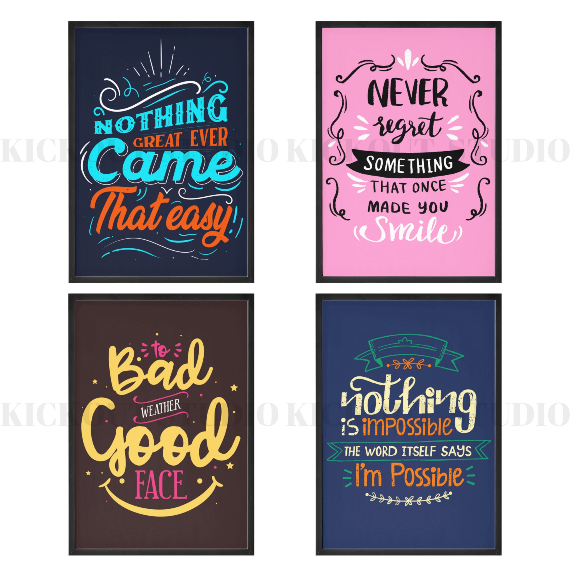 Quotes Wall Art Collection Motivational Wall Art Quotes Etsy