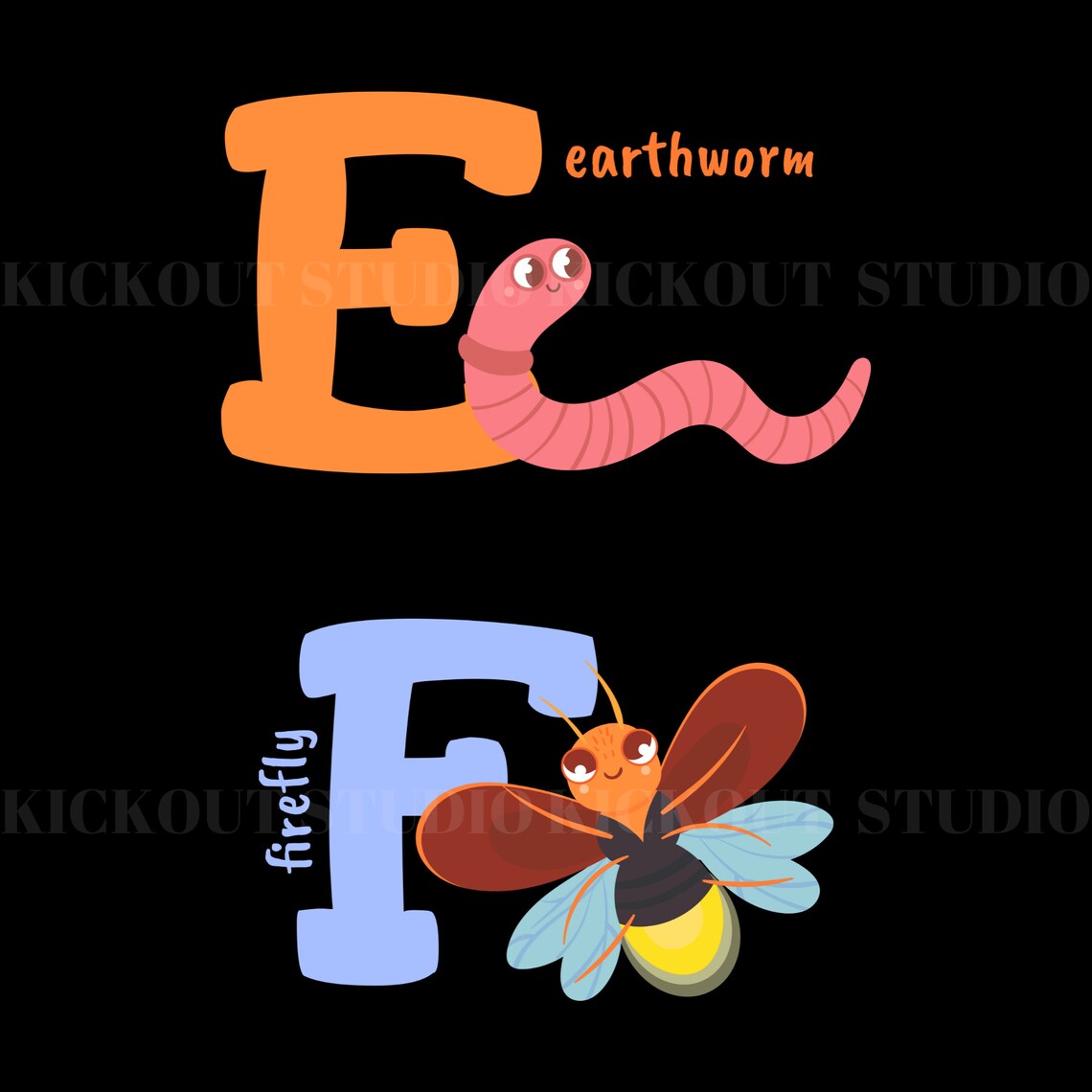 Insect Alphabets Svg Cartoon Insect Alphabets A Z For Kids Etsy