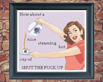 Snarky STFU Cross Stitch Pattern: Funny Beginner Design (PDF Download)