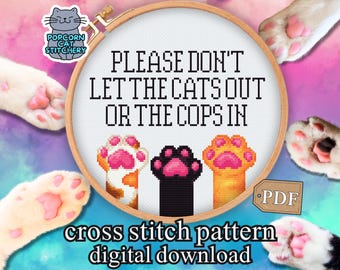 Lustiges Katzen Kreuzstich-Muster: Snarky Toebeans Design (PDF-Download