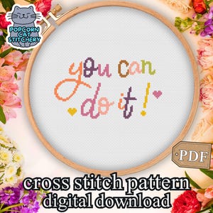 Mental Health Cross Stitch Pattern You Can Do It | Positive Affirmations Self Care Psychology Cross Stitch | Therapist Gift | Student Gift