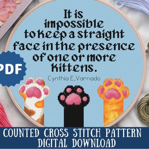 Funny Kitten Cross Stitch Pattern | Cat Paws Digital Download | Cat Lover Gift | Modern Cat Embroidery | Cute & Snarky Cross Stitch Decor