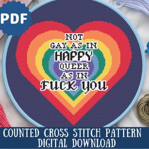 Queer Pride Rainbow Heart Cross Stitch Pattern (Digital Download)