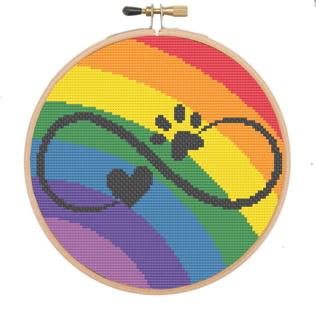 Pet Memorial Cross Stitch Pattern, Rainbow Bridge Cross Stitch, Crazy