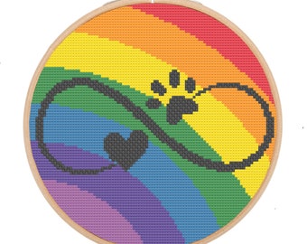 pet memorial Cross Stitch Pattern, rainbow bridge cross stitch, crazy cat lady cross stitch, pet loss, animal rescue, dog cross stitch