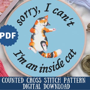 Snarky Calico Cat Cross Stitch Pattern | Modern Funny Counted Cross Stitch | Digital Download | Cat Lover Gift for Friend | Cat Wall Art