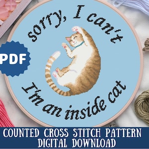 Snarky Inside Cat Cross Stitch Pattern | Funny Modern Counted Cross Stitch | Digital Download | Cat Lover Gift for Friend | Cat Wall Art