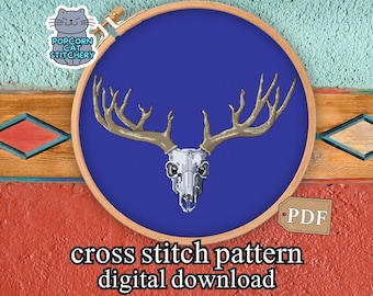 Southwestern Skull Cross Stitch Pattern: Farmhouse Embroidery (PDF Pattern)