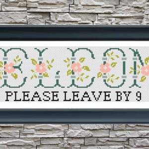 Welcome please leave by 9 funny cross stitch, home cross stitch, subversive snarky cross stitch, easy modern cross stitch pattern, flowers