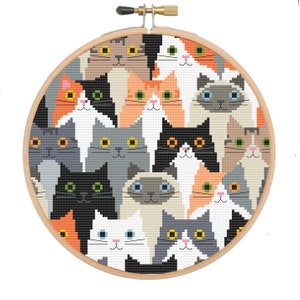 Kitties cats Cross Stitch Pattern, funny cross stitch PDF, crazy cat lady cross stitch design, instant download, kitty cat rescue gift