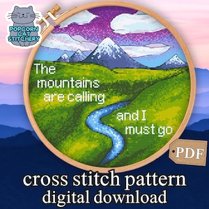 Mountain Sunset Cross Stitch Pattern: Nature Art (PDF Download)