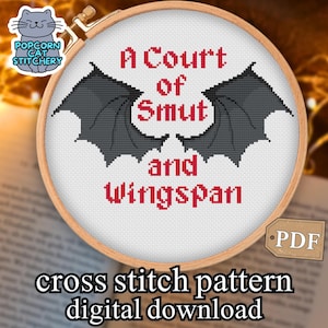 ACOTAR Cross Stitch Pattern | ACOMAF | A Court of Smut & Wingspan | Sarah J Maas gift for friend | Velaris ACOTAR decor | geeky cross stitch