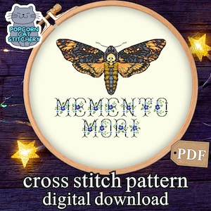 Death&#39;s Head Moth Cross Stitch Pattern: Memento Mori Gothic Art (PDF Pattern)