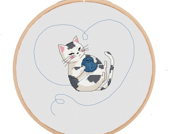 Cow cat fat Cat Cross Stitch Pattern, funny cross stitch PDF, crazy cat lady cross stitch design, instant download, rescue cross stitch