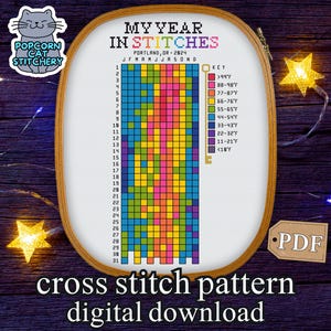 Daily Temperature Cross Stitch Pattern Stitch-a-long | Daily Weather Tracker Chart | Modern Cross Stitch PDF | A Stitch a Day Cross Stitch