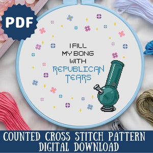 Republican Tears Cross Stitch Pattern: Political Humor (Digital Download)